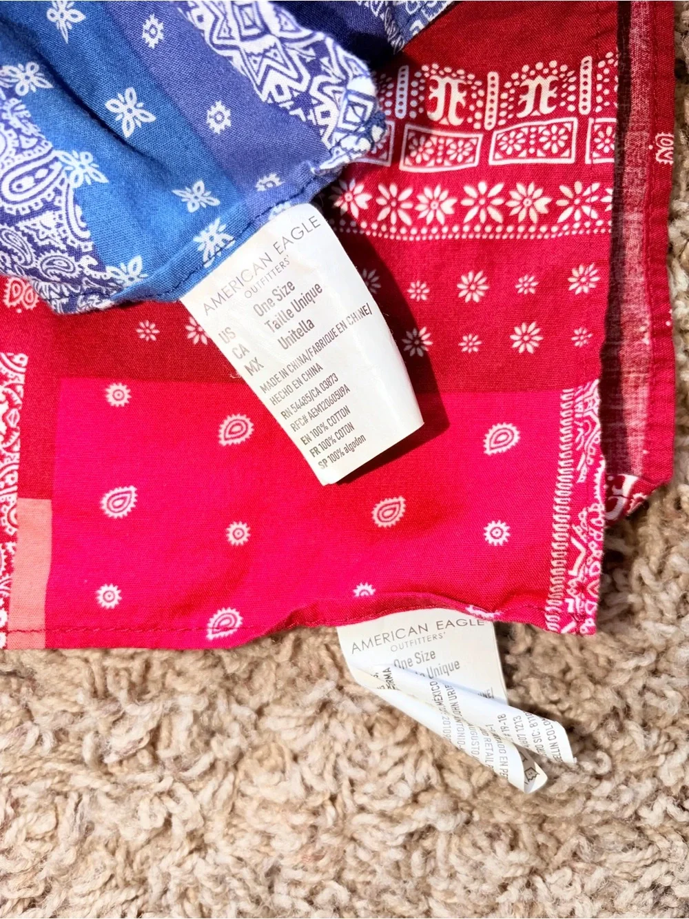 2 NWOT AE American Eagle Outfitters Set Bundle Bandana Patchwork Scarves New